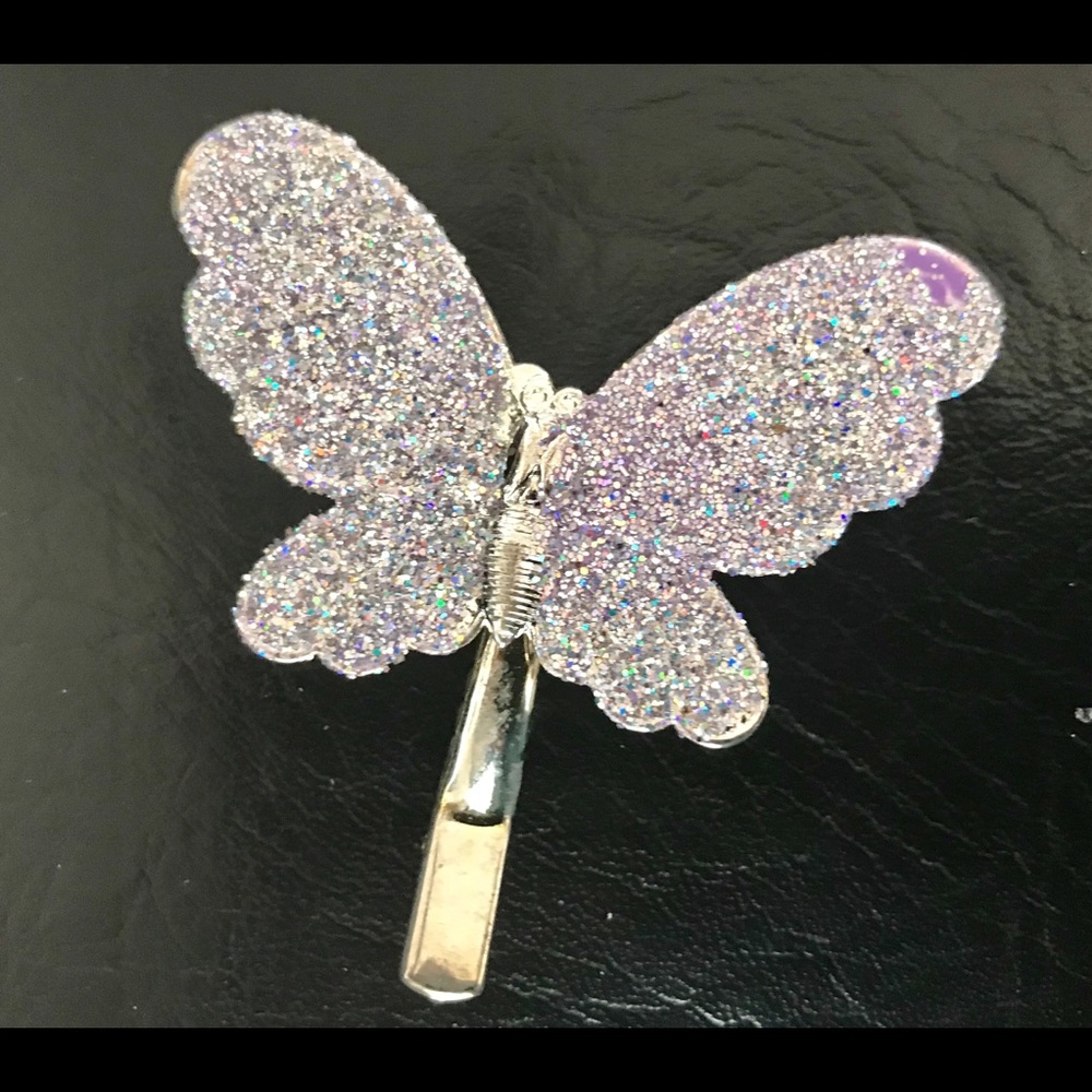 Butterfly Lavender Glitter Hair Clip